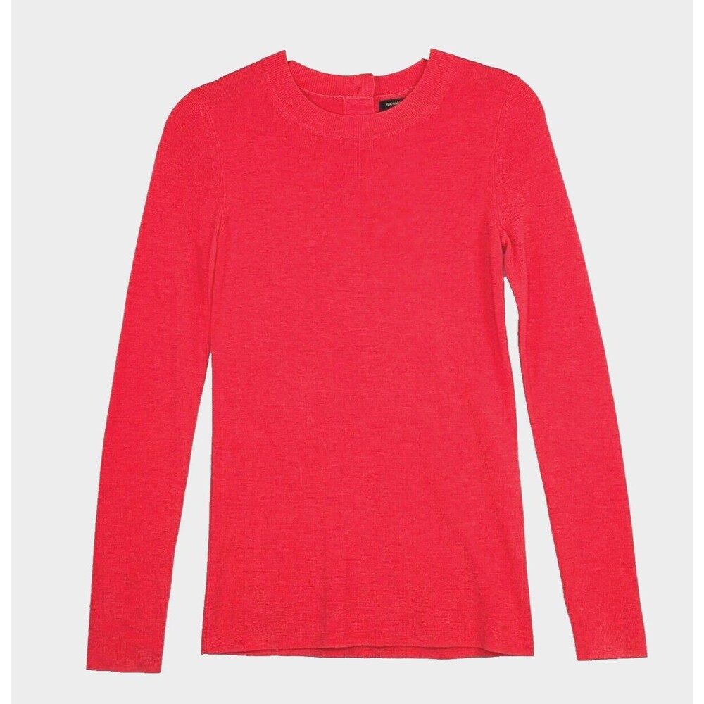 Banana Republic Womens XS Merino Wool Crewneck Sweater Coral Lightweight